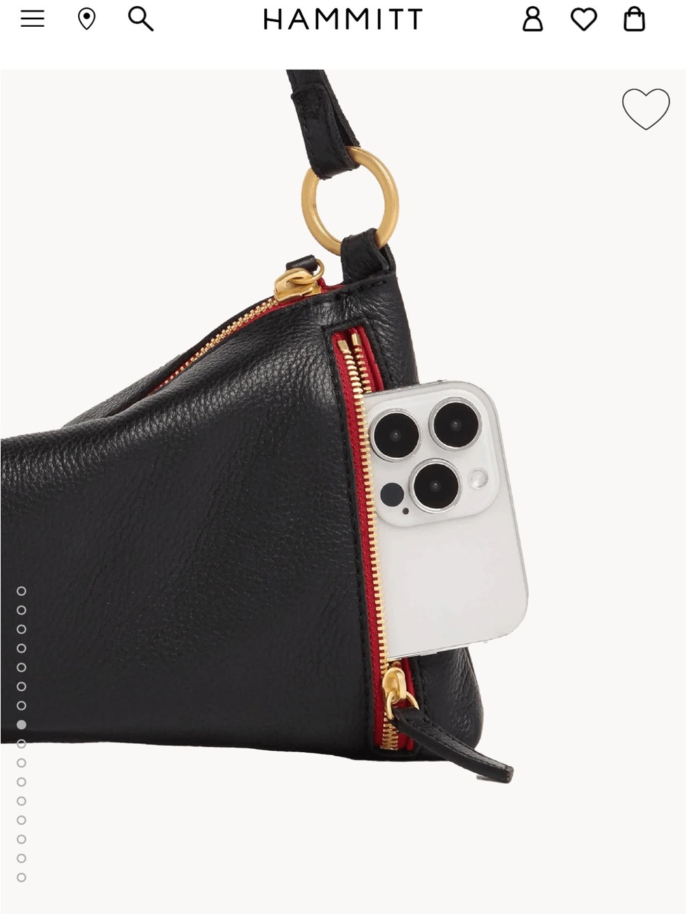 Hammitt Black Leather Crossbody with Red Zip and Gold Hardware - Picture 6 of 6